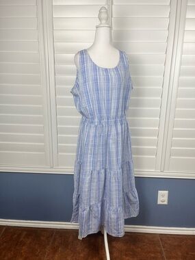 Brannan blue plaid maxi dress size xl coastal cottagecore coquette